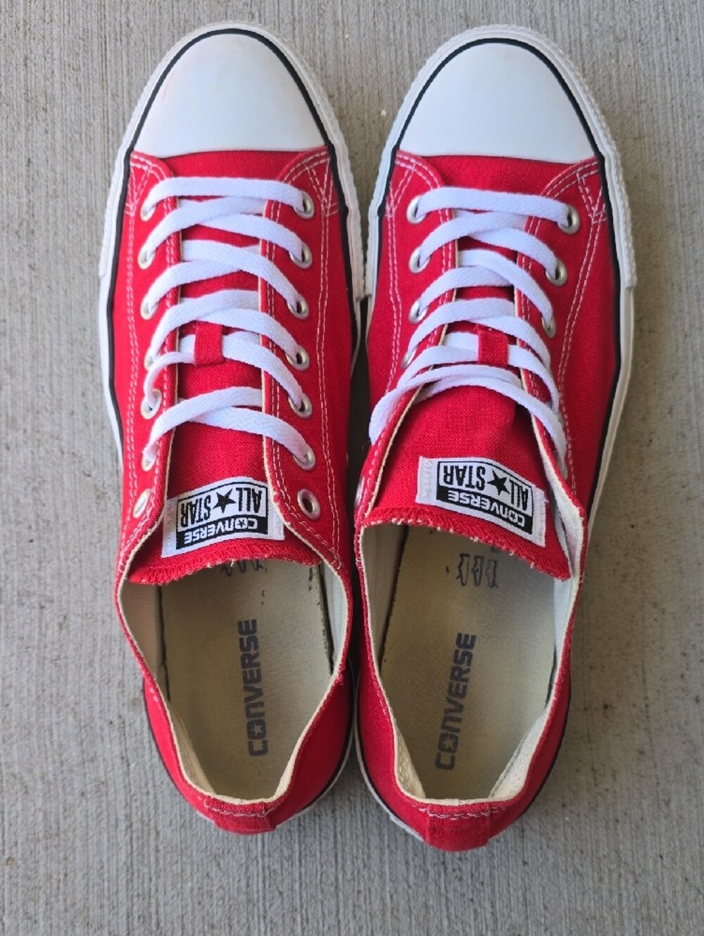 Chuck Taylor Low Top Canvas Sneakers - Red & White W14M12 #X9696 Unisex - Picture 2 of 7